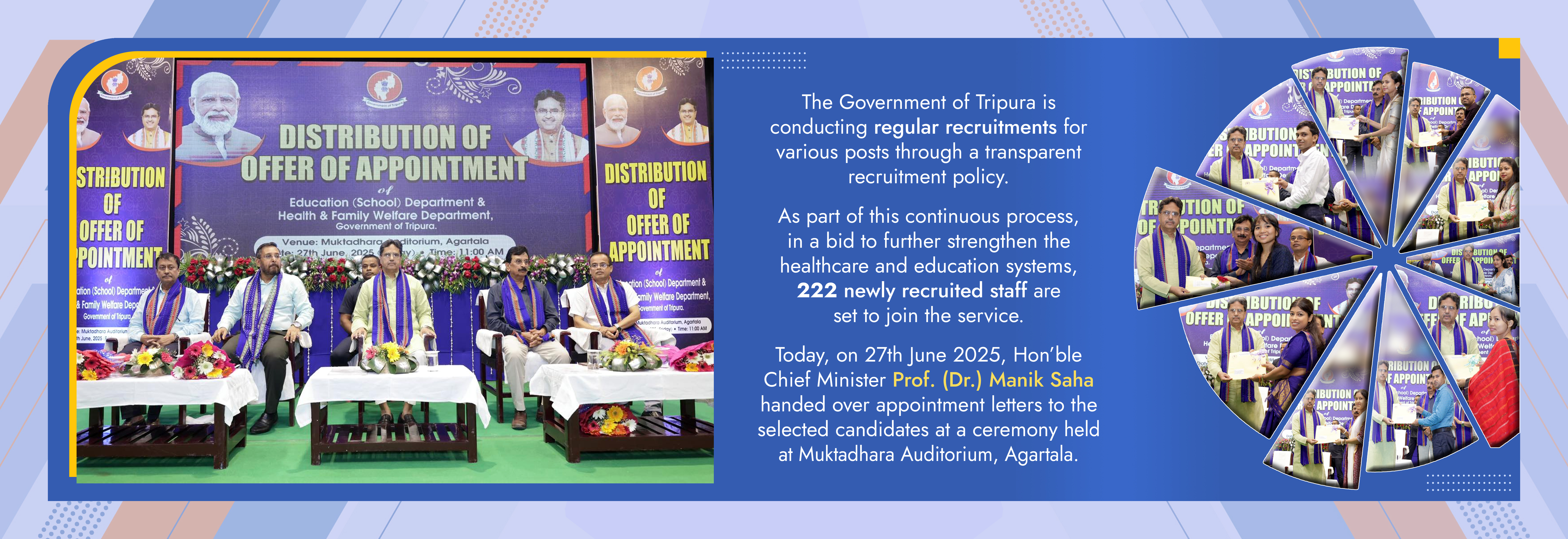 Hon’ble Chief Minister Prof. (Dr.) Manik Saha handed over appointment letters 