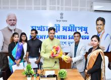 Honble Chief Minister Professor (Dr.) Manik Saha Manik Saha felicitated three candidates in his official residence on 27.12.2023 who have been appointed to work in nursing care in Japan. Honble Chief Minister Professor (Dr.) Manik Saha Manik Saha felicitated three candidates in his official residence on 27.12.2023 who have been appointed to work in nursing care in Japan.